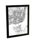 Quadro Decorativo A3 Lisboa Portugal Mapa Pb Viagem