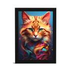 Quadro Decorativo A4 Ilustração Design Gato Moldura Vidro