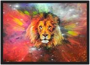 Quadro Decorativo Abstrato Animais Leão Com Moldura Salas Decorações