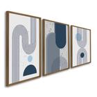 Quadro Decorativo Abstrato Azul com 3 Telas de Parede para Sala Quarto Escritório