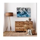 Quadro Decorativo Abstrato Blue And Silver c/ Moldura Prata