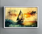 Quadro Decorativo Abstrato Canvas Premium Filete Natureza Barco Oceano Salas