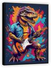 Quadro Decorativo Abstrato Dinossauro Guitarra Moderno Decoração