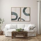 Quadro Decorativo Abstrato Formas Preto e Branco com 2 Telas de Parede para Sala Quarto Escritório