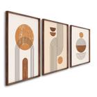 Quadro Decorativo Abstrato Geométrico Linhas e Formas 3 Telas 60x90cm para Escritório Hall Quarto Tabaco