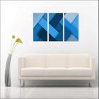 Quadro Decorativo Abstrato tom Azul Decorações Escritórios Consultórios Salas 3 peças Moldura