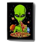 Quadro decorativo Emoldurado Alien Pizza Extraterrestre Desenho