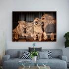 Quadro Decorativo Animais Família Leão com Moldura Marrom e Vidro - 90x60