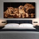 Quadro Decorativo Animais Família Leão com Moldura Preto 90x60