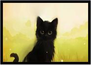 Quadro Decorativo Animais Gato Pet Shop Black Cat Com Moldura RC154