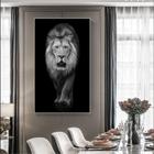 Quadro Decorativo Animais Lion White com Moldura Prata 100x70