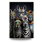 Quadro Decorativo Animais Zebras Coloridas Sala Escritorio 1 peça Grande ou Pequeno