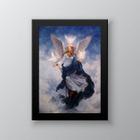 Quadro Decorativo Arcanjo Haniel 33x24cm - Madeira Branca