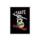 Quadro Decorativo Astronauta Skate 45X34Cm - Madeira Branca