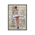 Quadro Decorativo Bailarina E Partitura 33X24 C/Vidro Branca