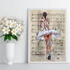 Quadro Decorativo Bailarina E Partitura 34x23Cm