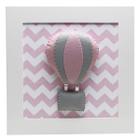 Quadro Decorativo Balão Chevron Rosa Quarto Bebê Infantil