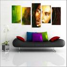 Quadro Decorativo Banda Bob Marley Raggae Salas Quartos 5 peças com Moldura