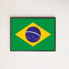 Quadro Decorativo Bandeira Brasil 45X34Cm Moldura Preta