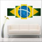 Quadro Decorativo Bandeira Do Brasil Mosaico Salas 5 Peças TT1