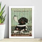 Quadro Decorativo Banheiro Dachshund 45x34cm - com vidro