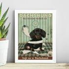 Quadro Decorativo Banheiro Dachshund 45X34Cm - Com Vidro