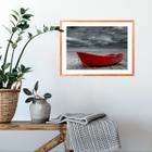 Quadro Decorativo Barco Vermelho Inclui Moldura 60x45