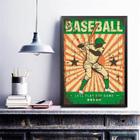 Quadro Decorativo Baseball Retrô 33X24Cm - Com Vidro