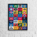 Quadro Decorativo Basquete Logo Times 45x34cm Vidro Preta