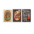 Quadro Decorativo Bebidas Cerveja Churrasco Kits 3 Uni 017