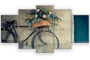 Quadro Decorativo Bicicleta Com Flores Kyme 5 Peças