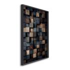 Quadro Decorativo Blocos Tons Terrosos Modelo Contemporâneo com 1 Tela Cm ou Cm de Parede para Quart Preto