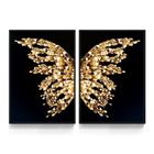 Quadro Decorativo Borboleta Dourada Asas Gold Personalizado Kit 2 peças 20x30