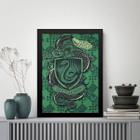 Quadro Decorativo Brasão Slytherin 33X24Cm - Com Vidro