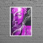 Quadro Decorativo Buda Roxo 24X18Cm - Madeira Preta