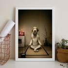 Quadro Decorativo Cachorro Meditando 33x24cm - com vidro