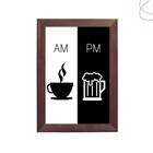 Quadro decorativo café e cerveja AM PM chope com moldura