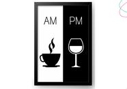 Quadro decorativo café e vinho 33x43 AM-PM moldura e vidro