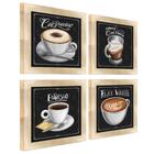 Quadro Decorativo Café Expresso Padaria Cozinha 20x20cm 4 un