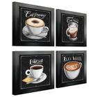 Quadro Decorativo Café Expresso Padaria Cozinha 20x20cm 4 un