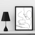 Quadro Decorativo Café One Line 45x34cm - Vidro e Madeira