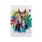 Quadro Decorativo Canvas Cavalo Colorido Splash Tinta 75x50