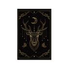 Quadro Decorativo Canvas Cervo Mistico Preto Dourado Lua