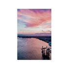 Quadro Decorativo Canvas Lago Degradê Rosa Roxo Paisagem