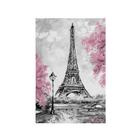 Quadro Decorativo Canvas Paris Rosa Floral Torre Eiffel Sala