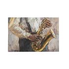 Quadro Decorativo Canvas Saxfone Amarelo Músico Sala 75x50cm