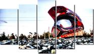 Quadro Decorativo Capacete Motocross Em Pedras 5 Peças