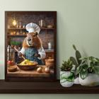 Quadro Decorativo Capivara Cozinhando 24x18cm - com vidro