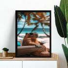 Quadro Decorativo Capivara De Férias 45X34Cm - Com Vidro