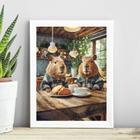 Quadro Decorativo Capivaras Na Cozinha 45x34cm - com vidro